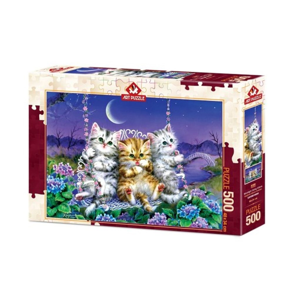 Ay Işığında Sallanan Kedicikler Puzzle 500 Parça