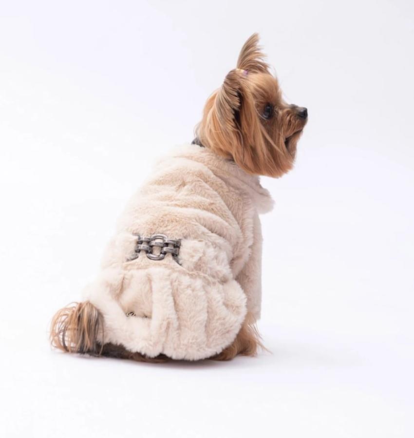Pawstar Ekru Paris Küçük Irk Köpek Ceketi