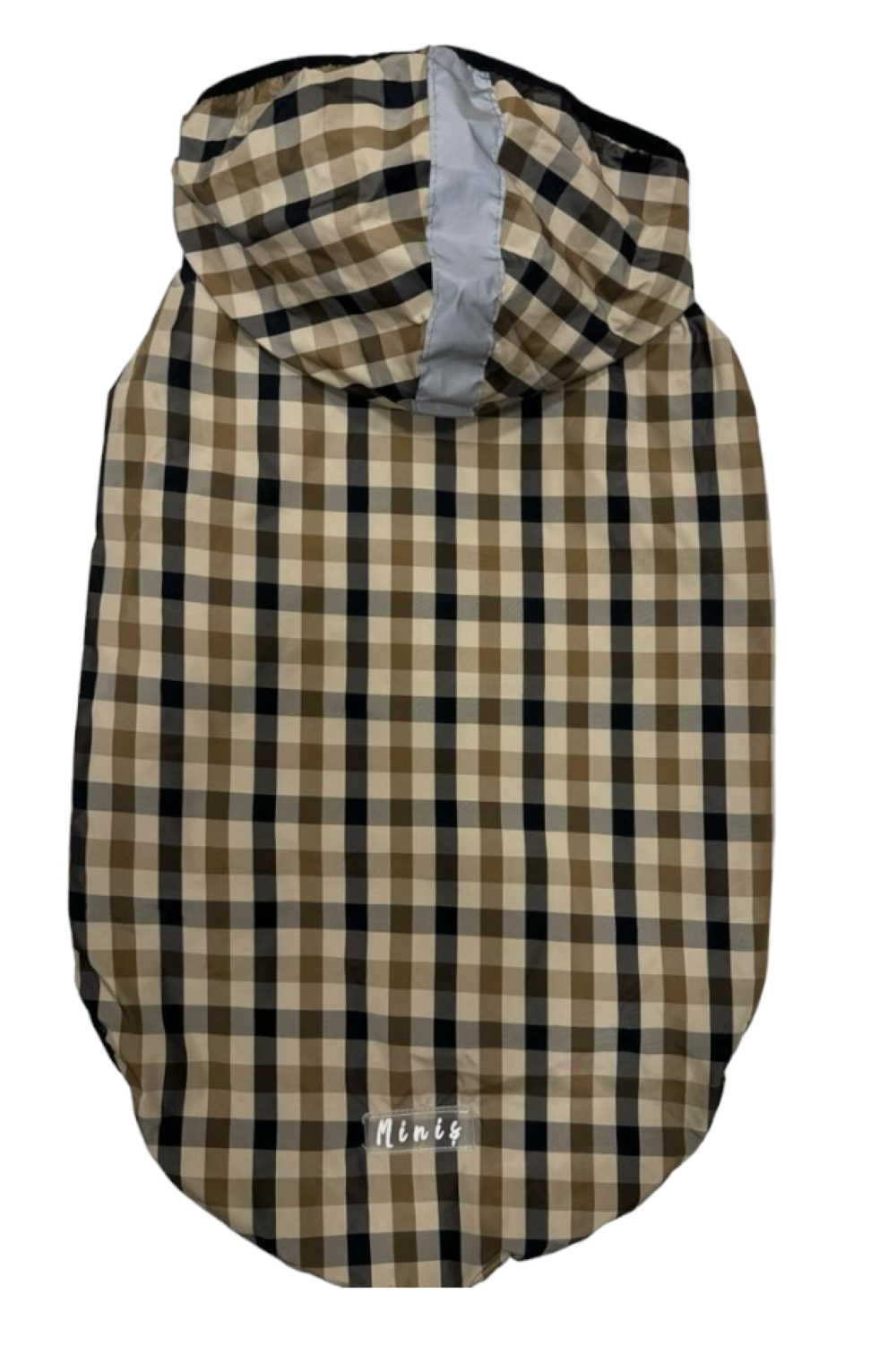 Bej Kareli Polarlı Orta-Büyük Irk Köpek Yağmurluğu