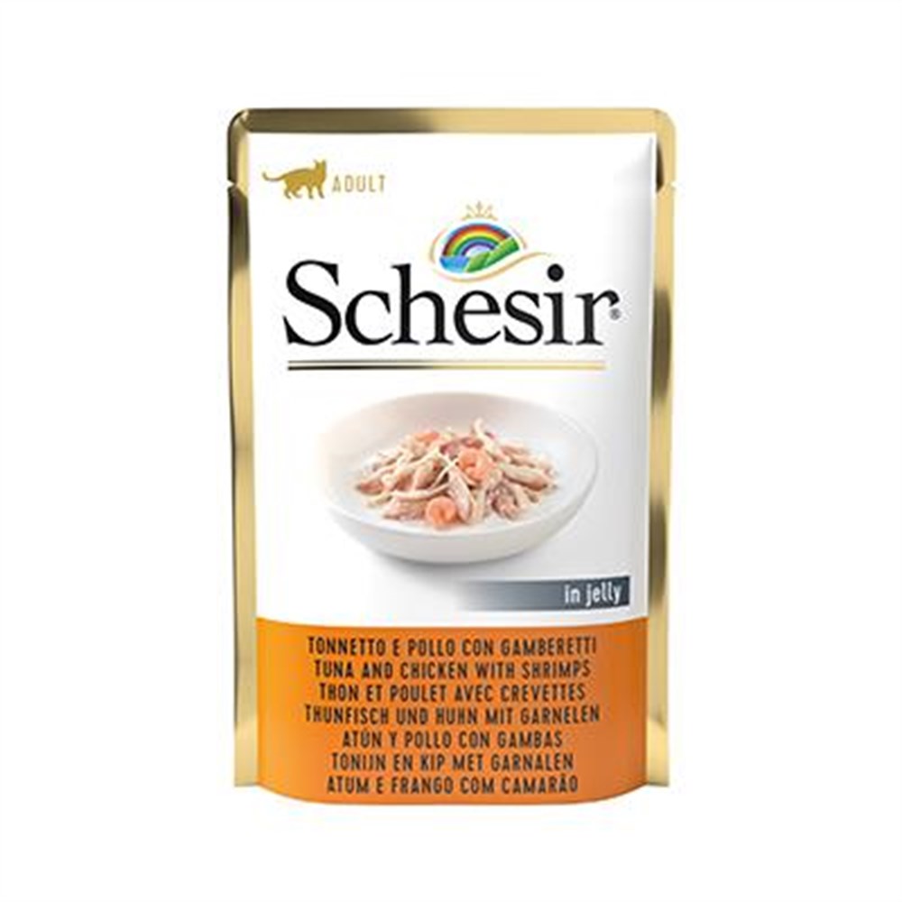 Schesir Jöle İçinde Ton Balıklı-Tavuklu-Karidesli 100 gr Kedi Maması