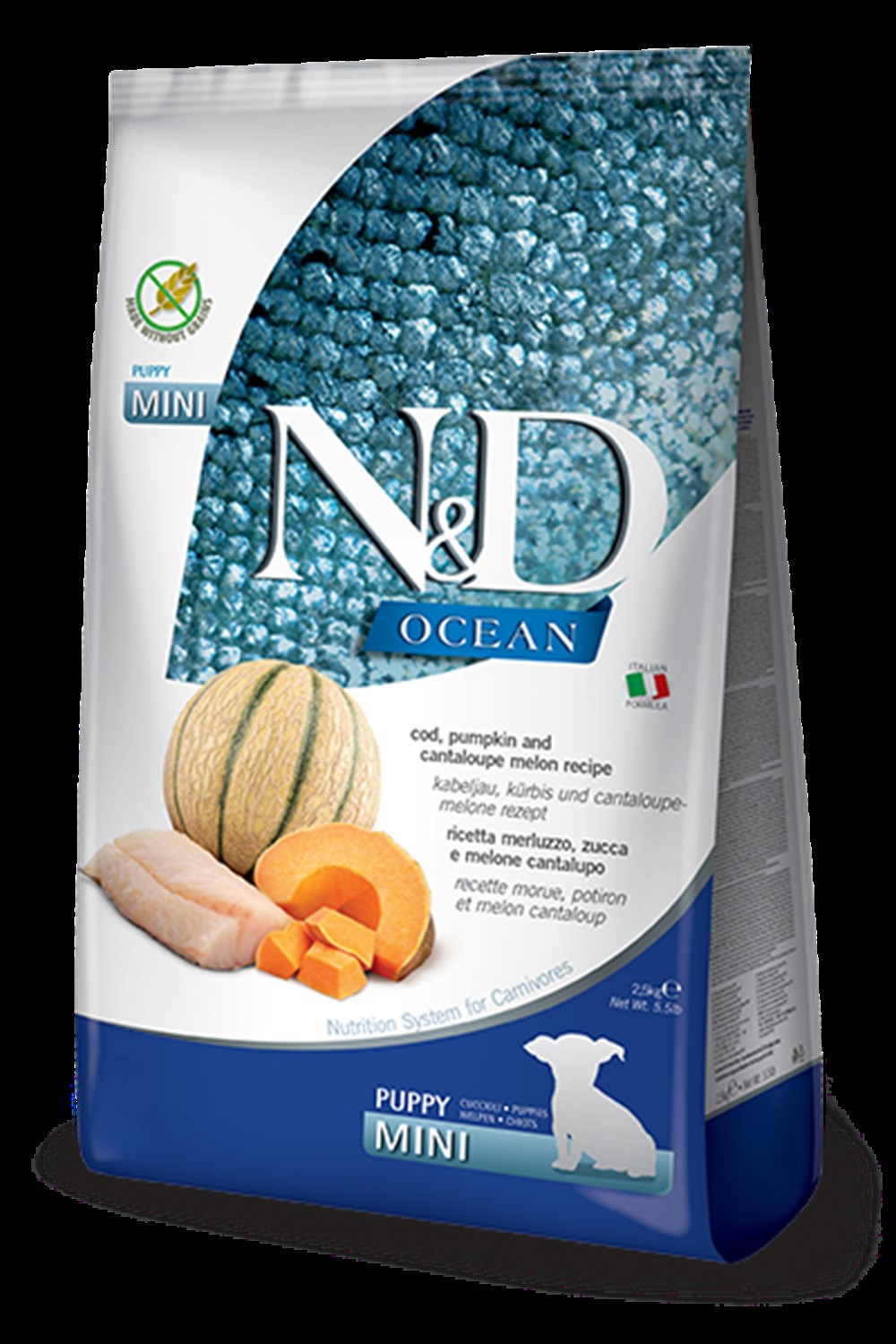 N&D Ocean 7 kg Tahılsız Morina Balığı, Balkabağı ve Kavunlu Küçük Irk Yavru Köpek Maması