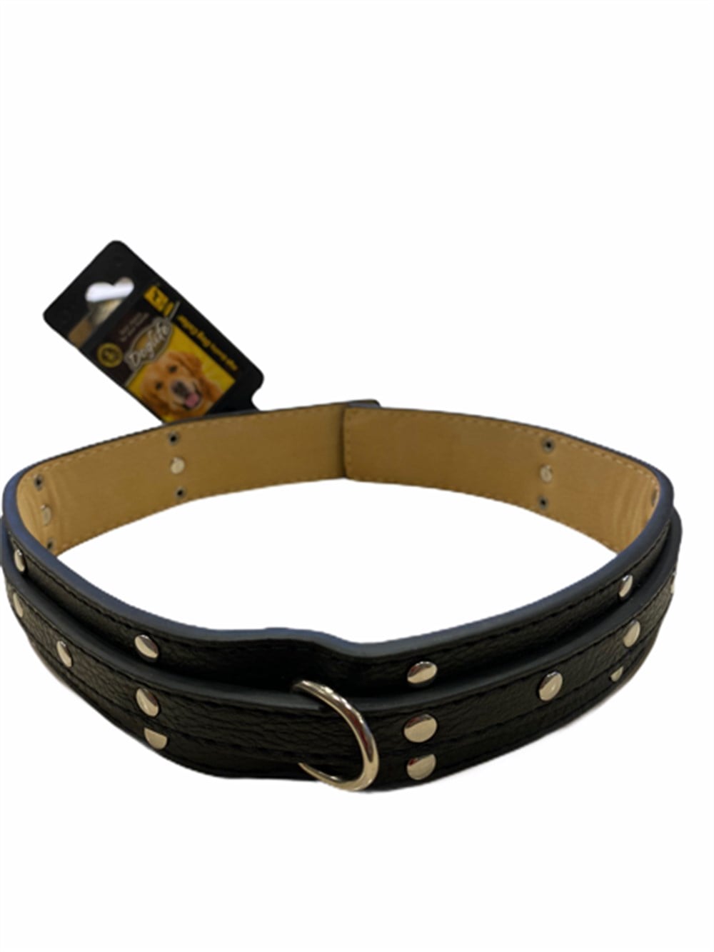 Doglife 2 Katlı Siyah Deri Boyun Tasması 3,5 cm x 57-65 cm