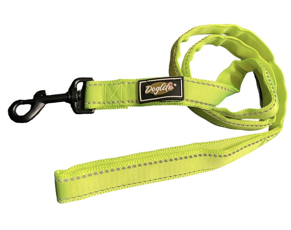 Neon Lime Reflektörlü Köpek Gezdirme Tasması (2,5 cm x 120 cm)