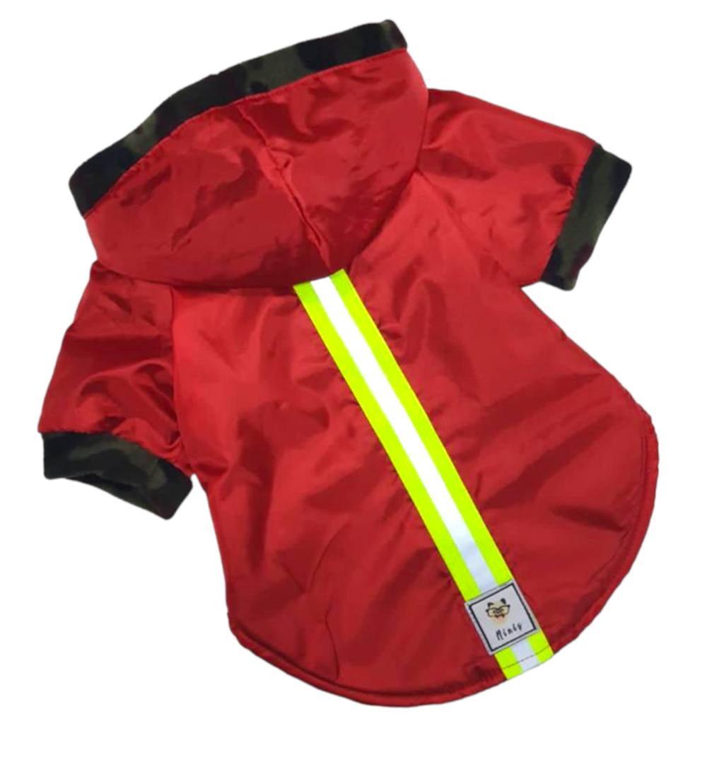 Su Geçirmez, Polarlı Küçük Köpek Yağmurluğu Kırmızı (4,5 kg - 14 kg arasına uygun bedenlerde)