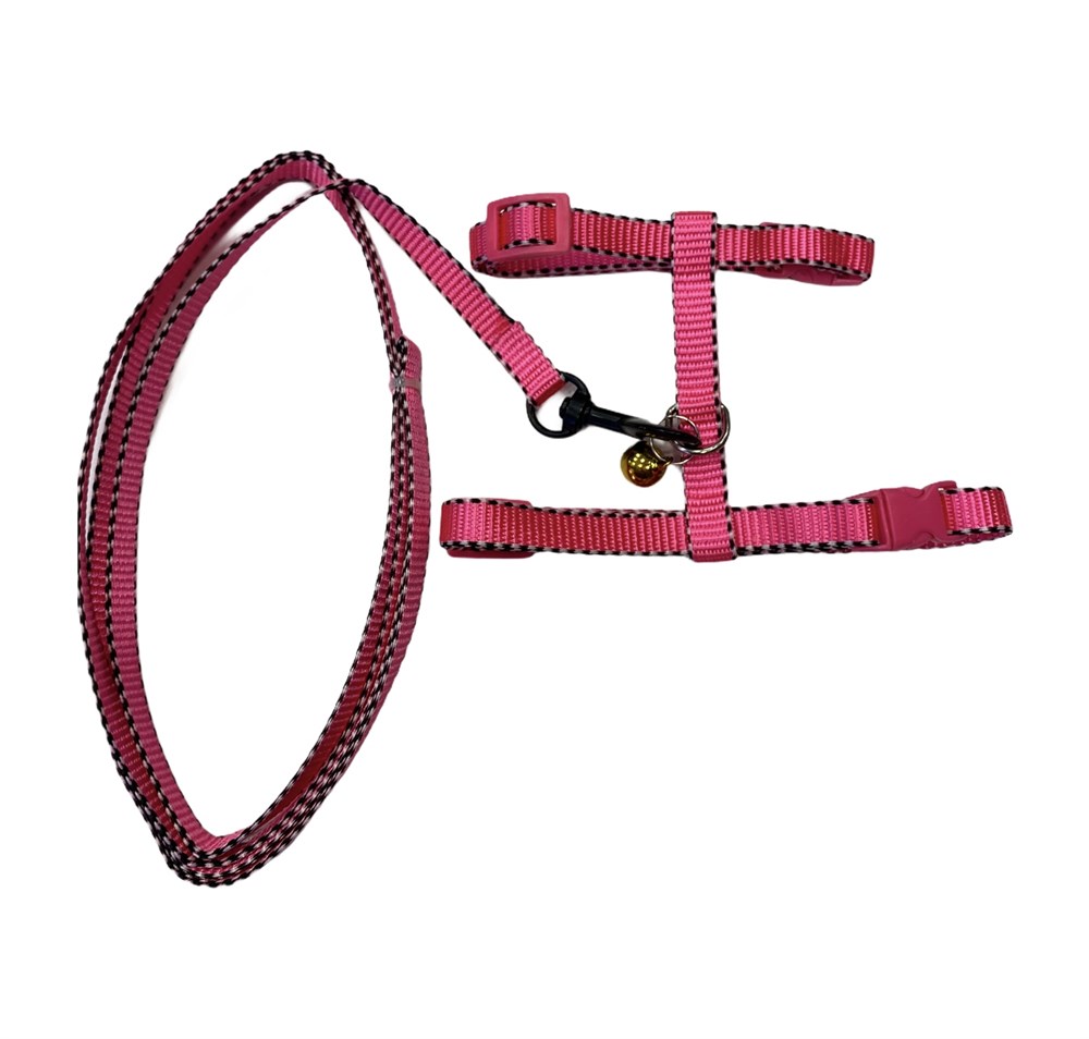 Reflektörlü Kedi ve Köpek Göğüs Tasma Seti Pembe