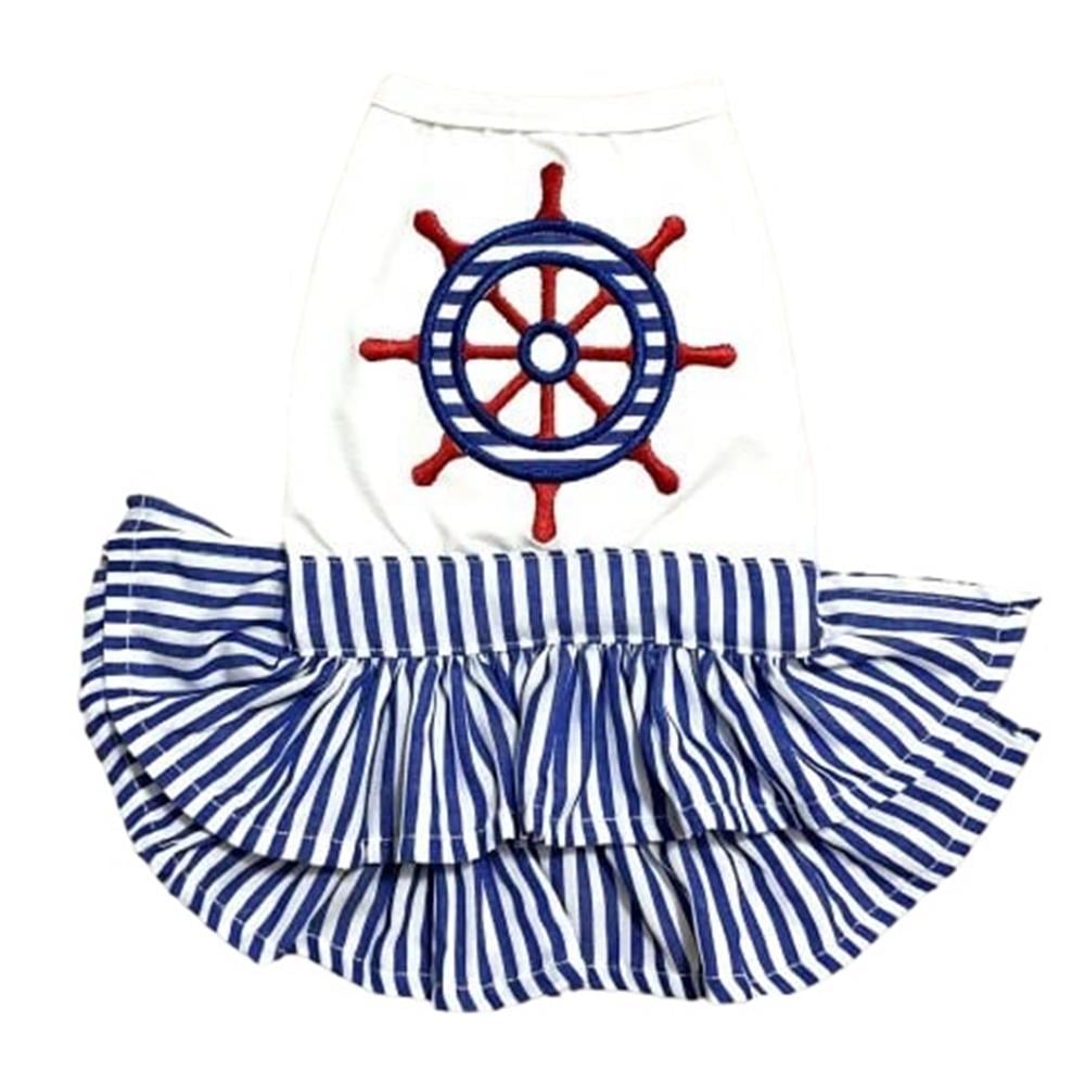 Mavi Çizgili Dümen Kedi ve Köpek Elbisesi (1,5 kg-7,5 kg arasına uygun bedenlerde)