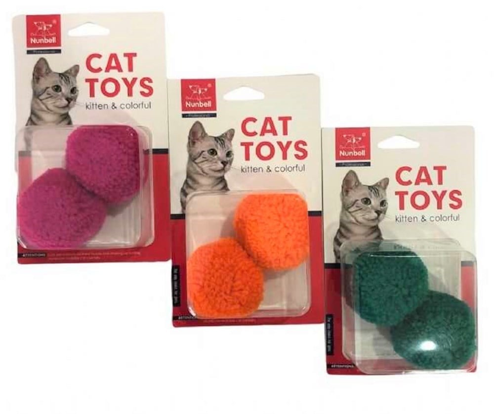 Nunbell 2li Yün Ponpon Kedi Oyuncağı 6 cm