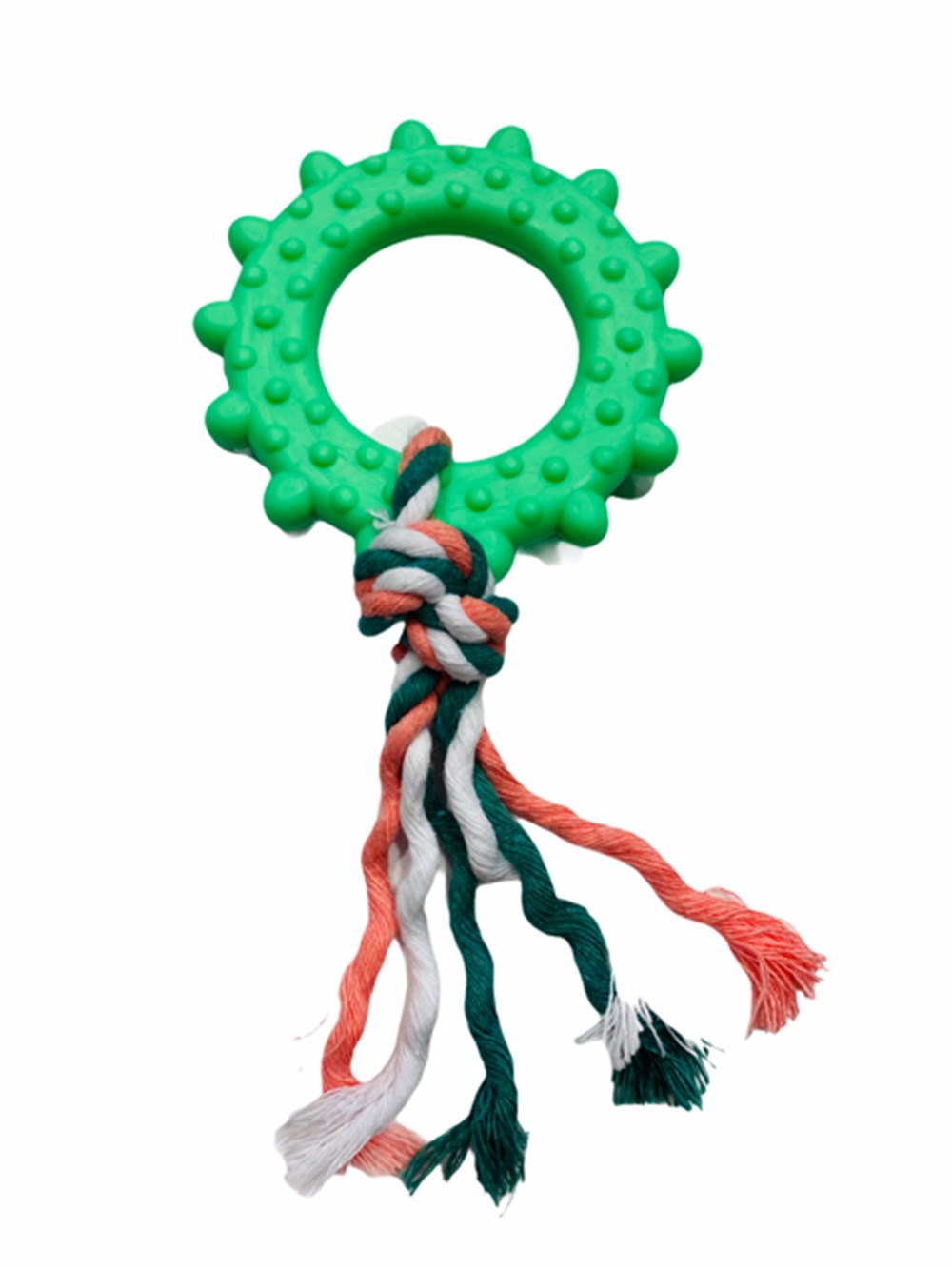 Yeşil Kauçuk İpli Daire Köpek Diş Kaşıma Oyuncağı 20 cm