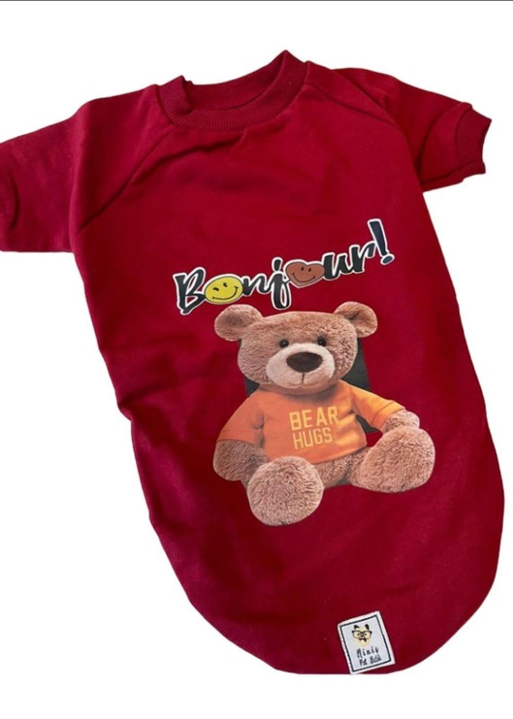 Bonjour Teddy Claret Küçük Köpek Sweatshirtü (9 kg-12 kg arasına uygun)