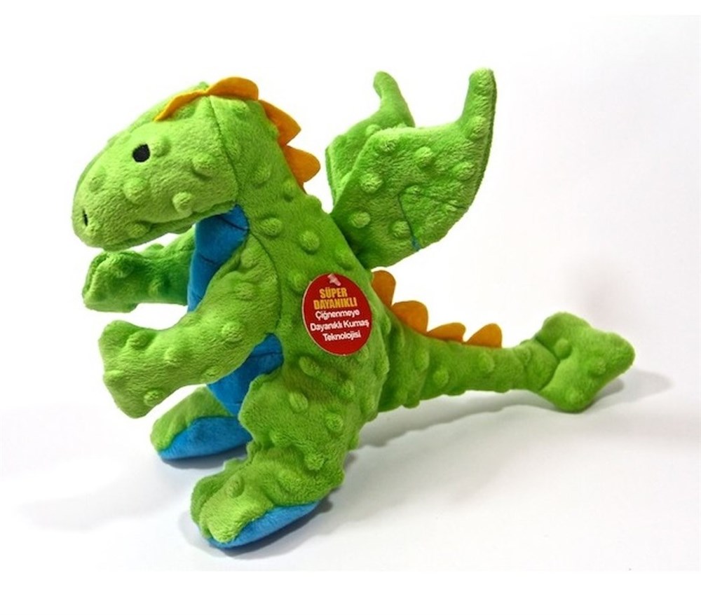Isırmaya Dayanıklı, Sesli Yeşil Peluş Dinazor 35 cm