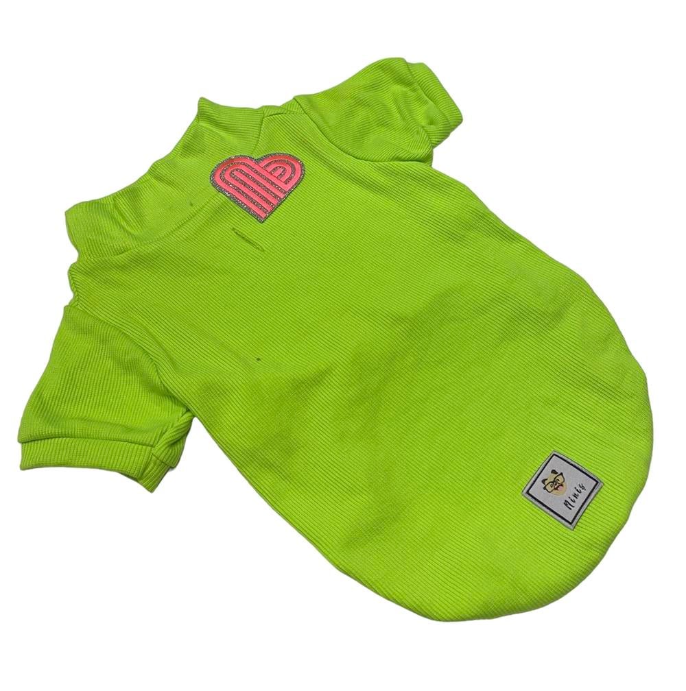Pink Heart Green Esnek Basic Kaşkorse Köpek Sweatshirtü (4,5 kg-6,5 kg arası köpeklere uygun bedende)