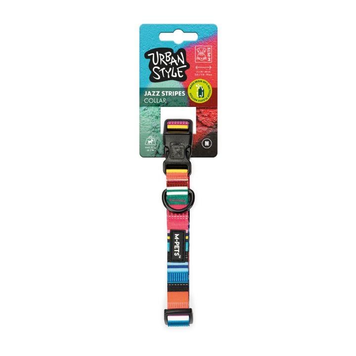 M-Pets Urban Style Jazz Stripes M Kilit Mekanizmalı Boyun Tasması (Boyun 30 - 50 cm)