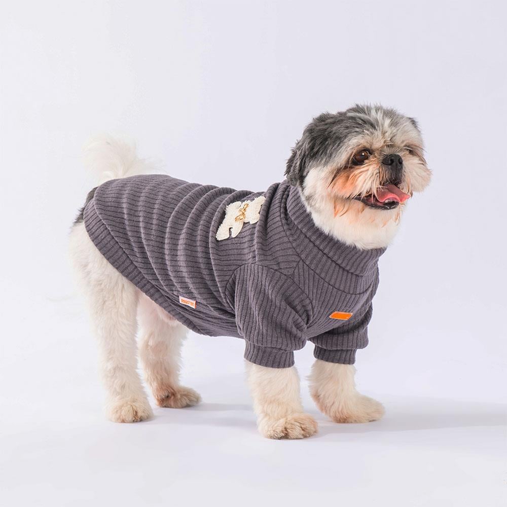 Pawstar Antrasit Turtleneck Küçük Irk Köpek Likralı Triko