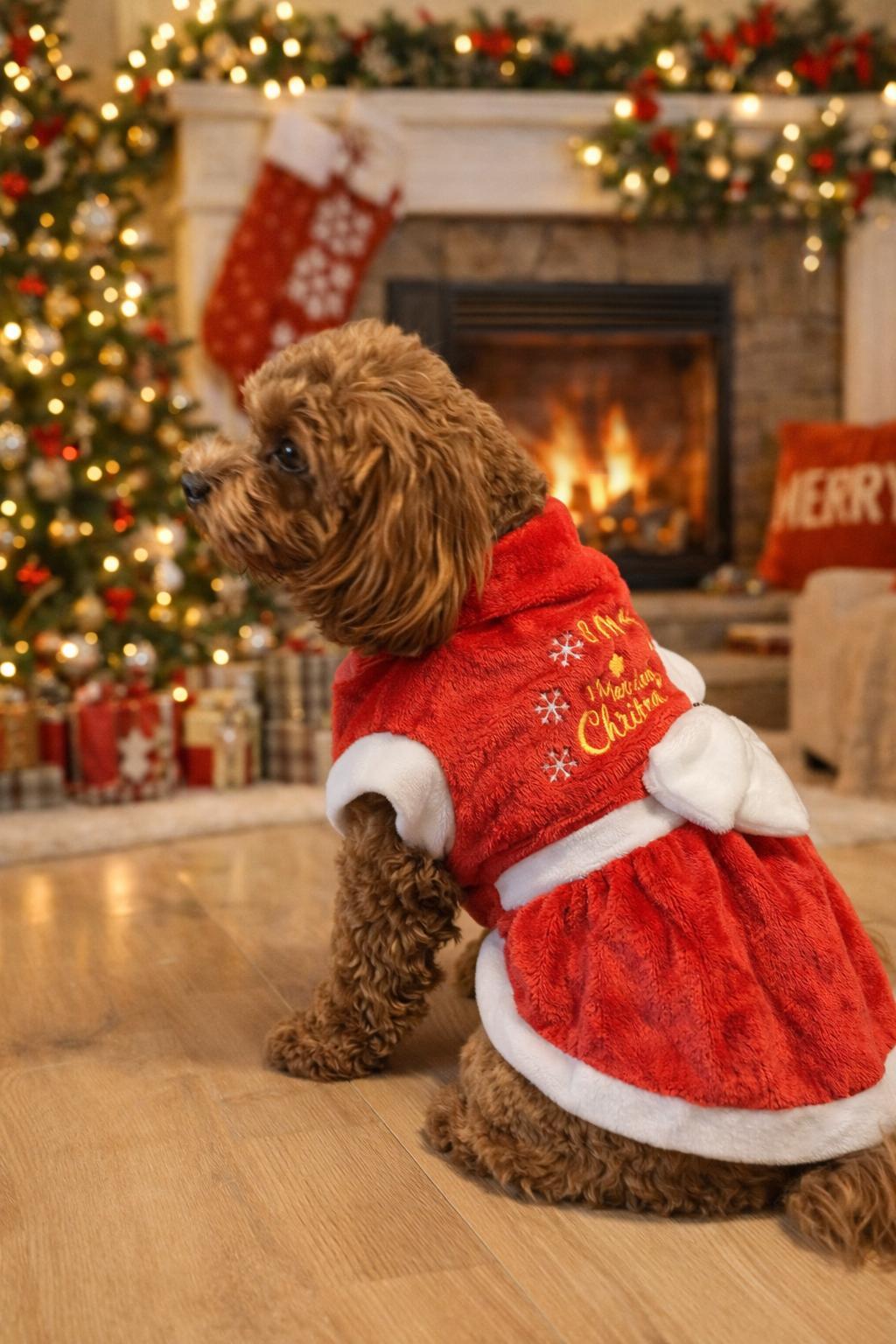 Gedyco Merry Christmas PELUŞ Küçük Irk Köpek Yılbaşı Elbisesi
