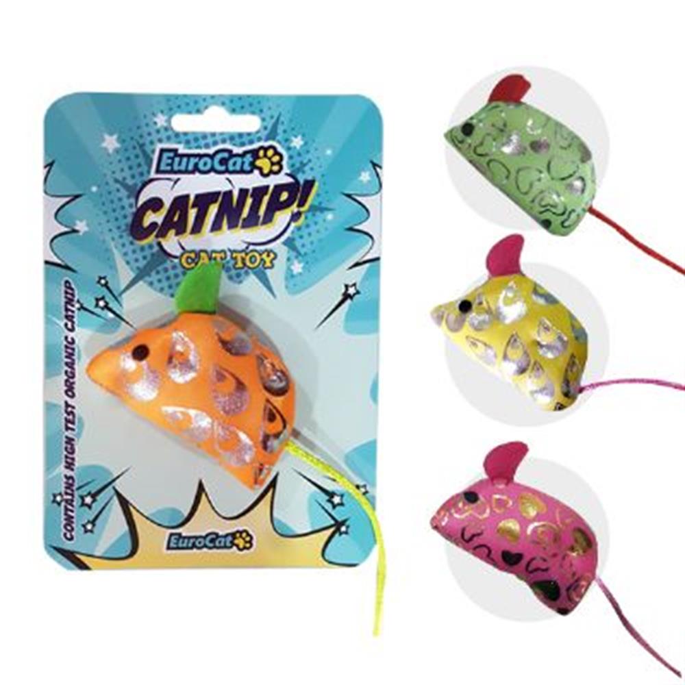 Catnipli Yaldızlı Kalpli Tombik Fare Kedi Oyuncağı 6 cm (1 Adet)