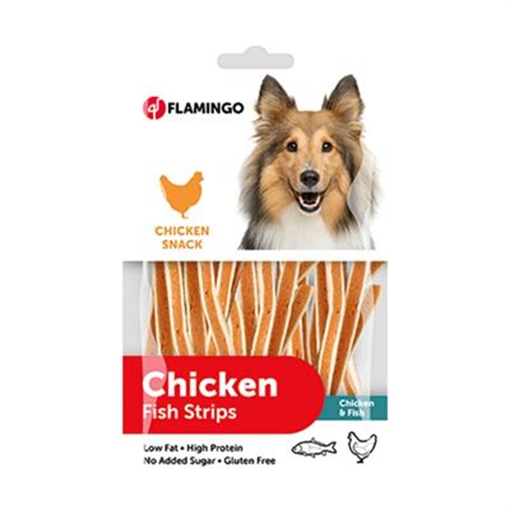 Flamingo Tavuklu ve Balıklı Yumuşak Köpek Ödül Şeritleri 85 gr