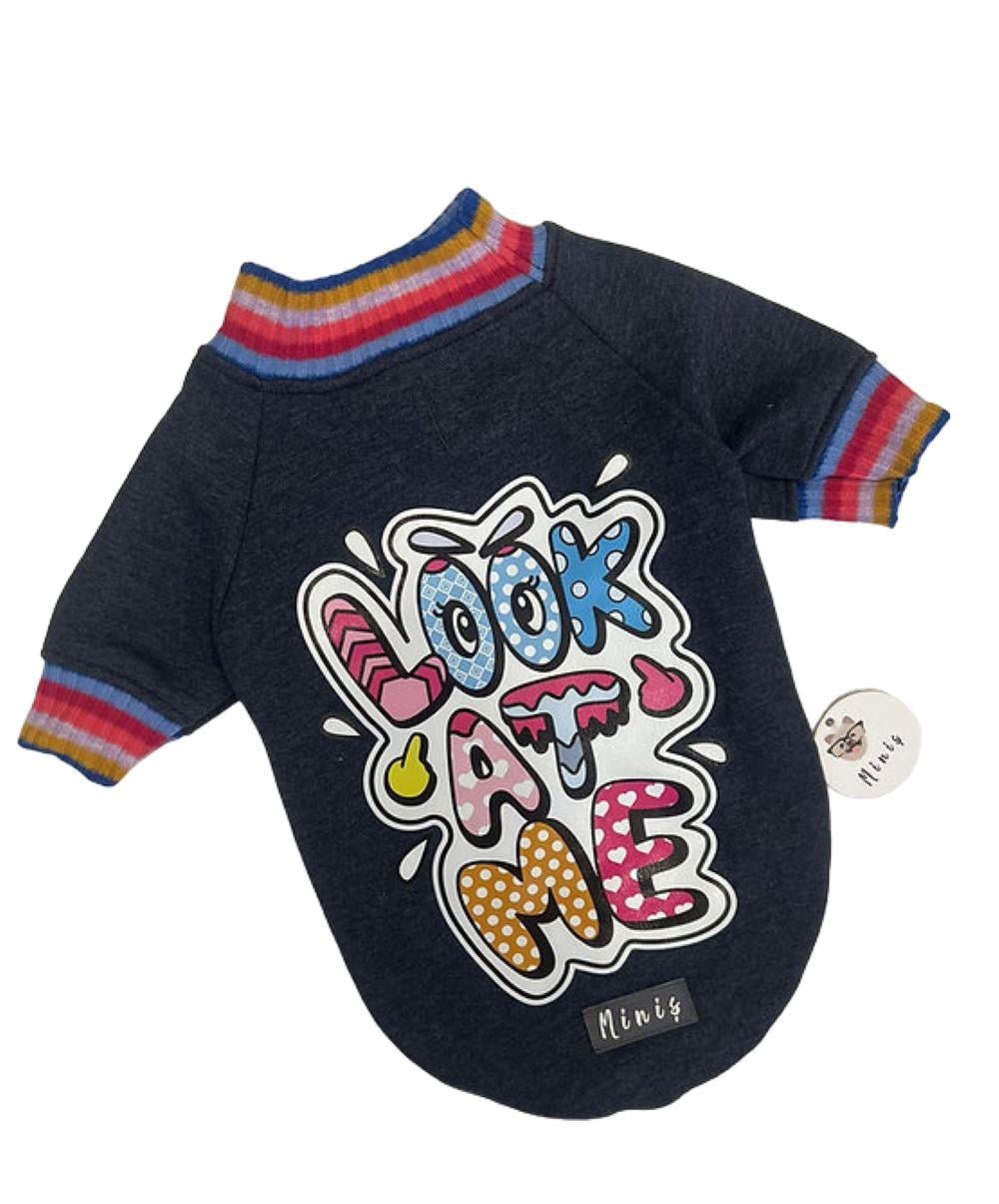 Look at me içi Polarlı Gri Köpek Sweatshirtü (9 kg-13 kg arasına uygun bedende)