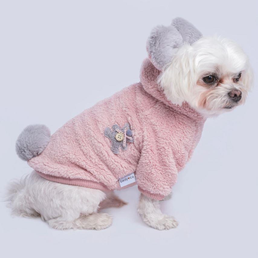 Gedyco Powder Pink Premium Peluş Küçük Irk Köpek Sweatshirtü (2 kg - 8 kg arası köpeklere uygundur)