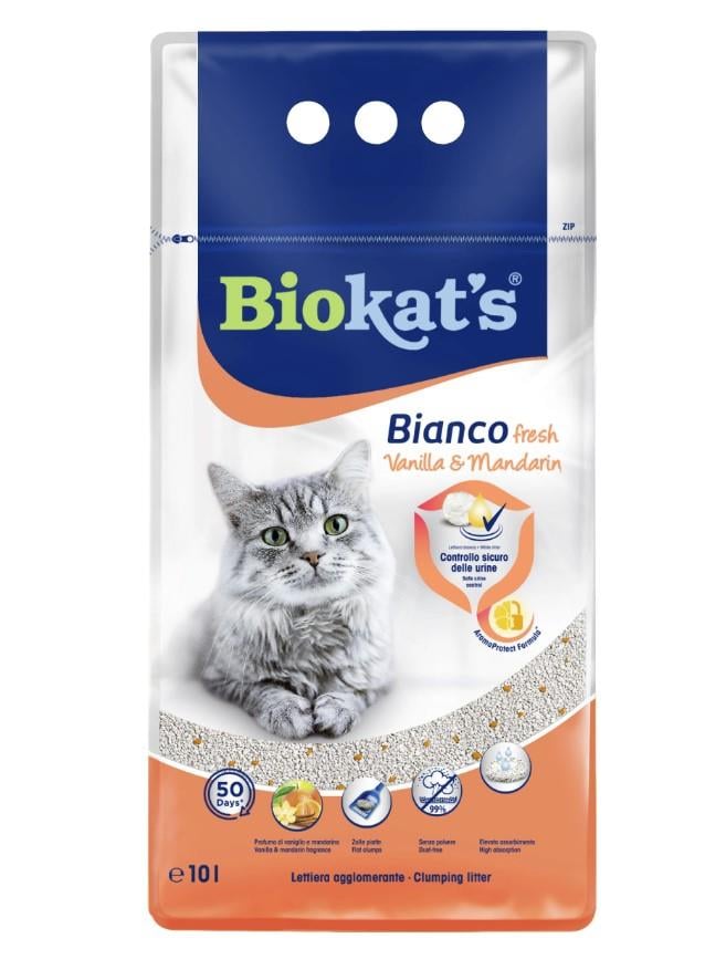 Biokats Bianco Vanilya&Mandalina Orta Taneli 10 lt Topaklaşan Kedi Kumu