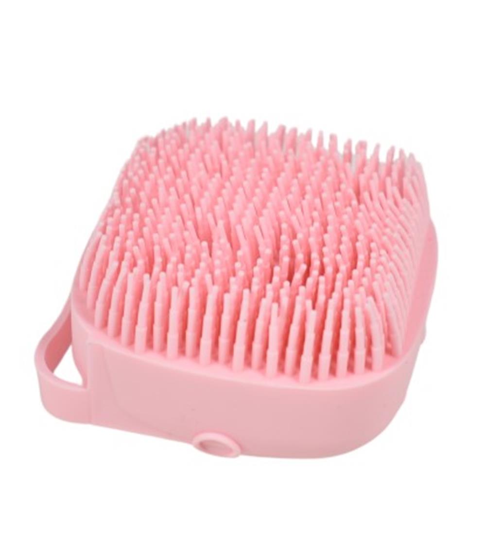 Hazneli Silikon Banyo Şampuan Fırçası Pembe 8,8 cm