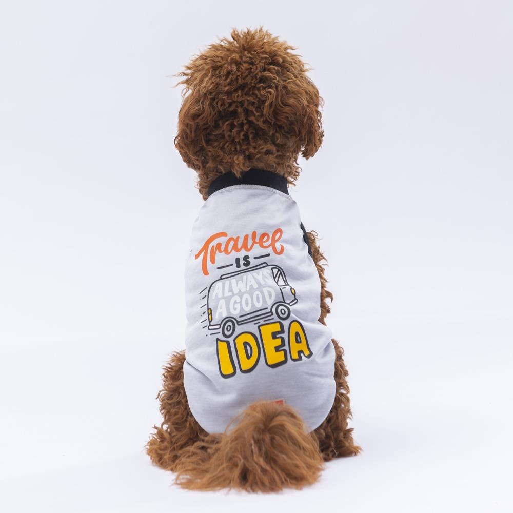 Pawstar Grey Travel Küçük Irk Köpek Penye T-shirt