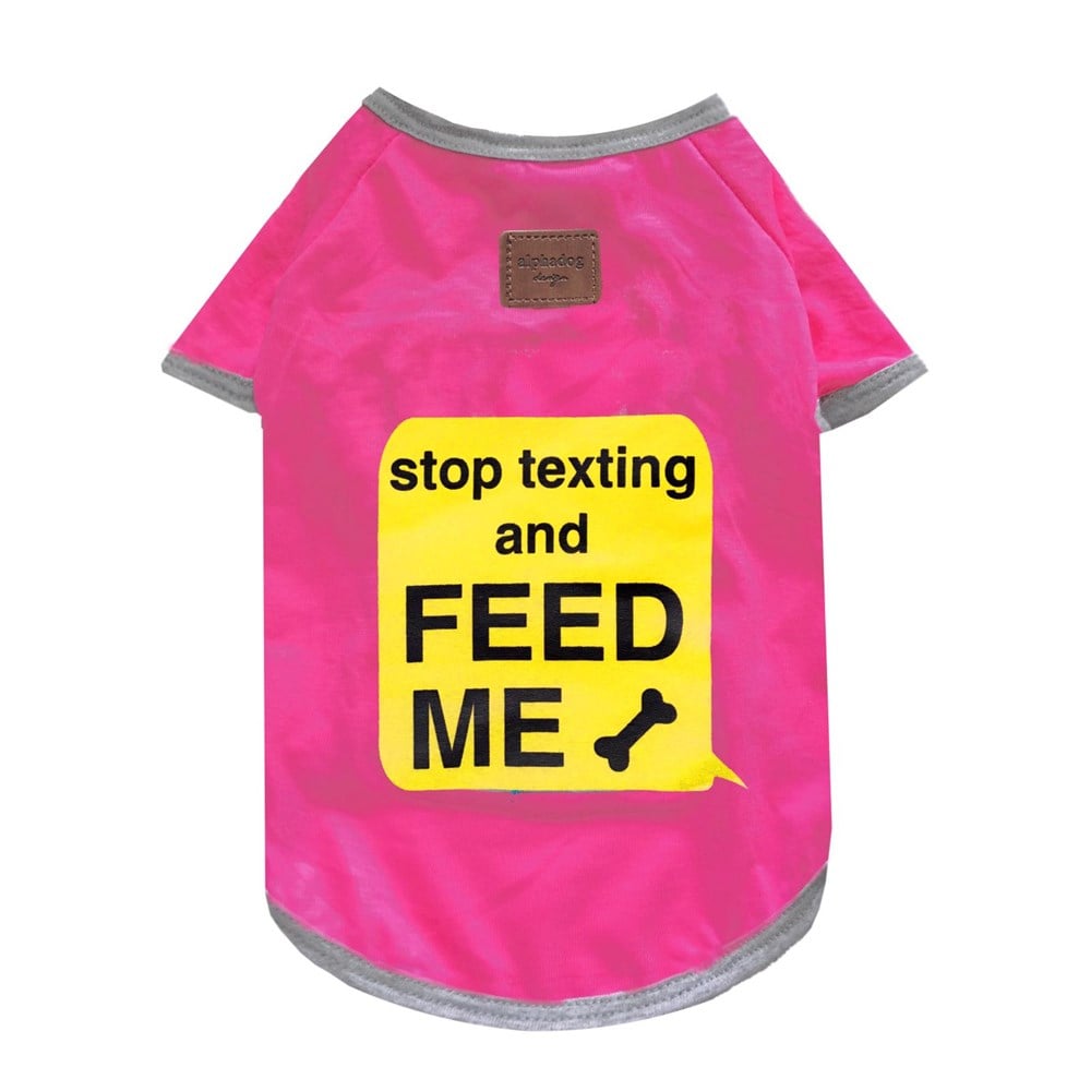 Alphadog Texting Pink Küçük Irk Köpek T-shirtü