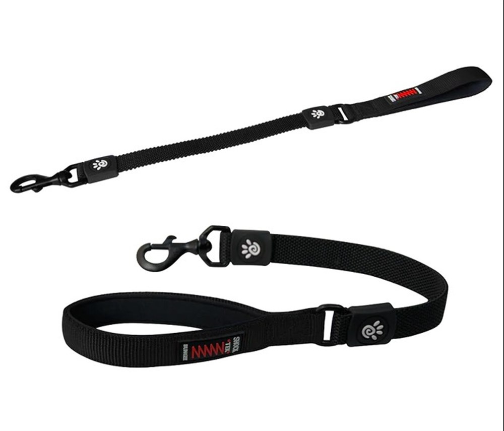 Doco Bungee Şok Emici Çift Katmanlı Köpek Kısa Gezdirme Kayışı 3 cm x 55 cm Black L