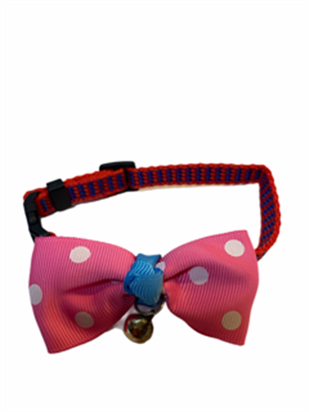 Kedi ve Köpek Zilli Papyon Tasma Pembe Puantiyeli