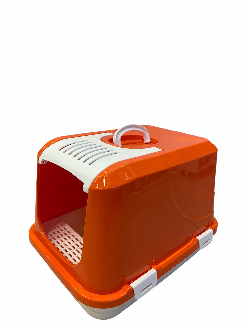 Kapalı, Elekli, Filtreli Büyük Kedi Tuvaleti Turuncu 60 cm x 40 cm x 45 cm 