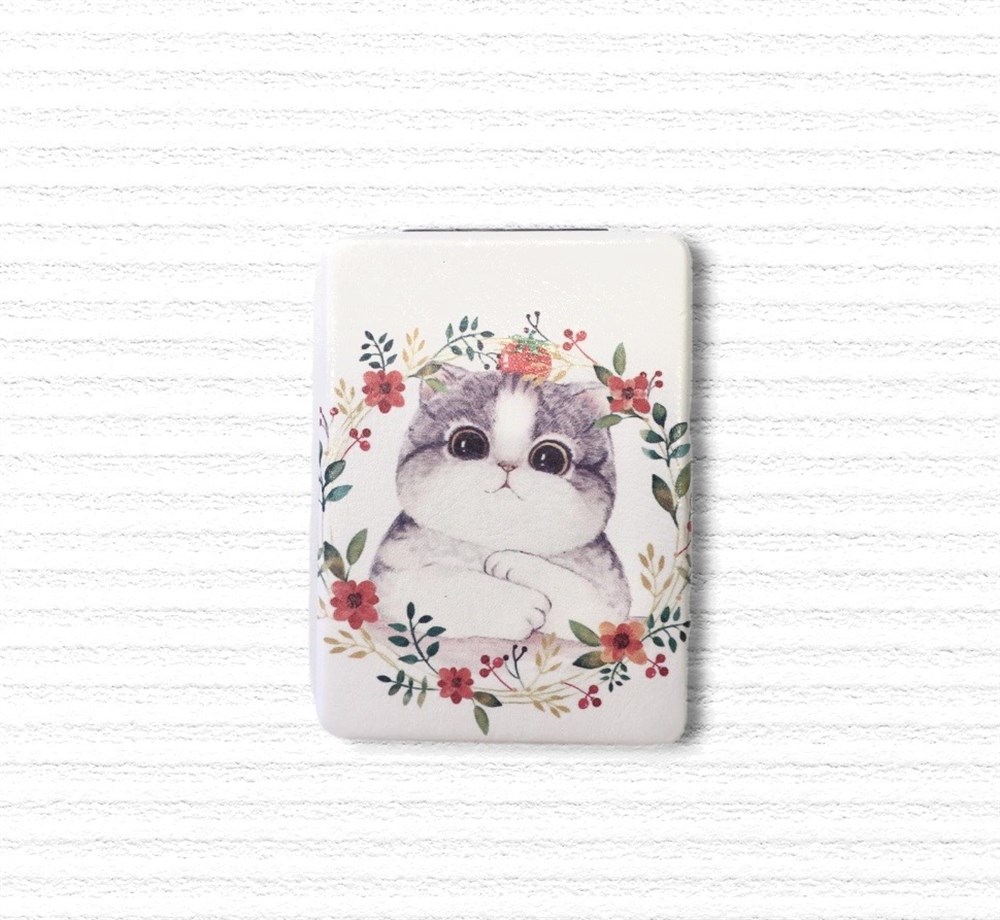 Tatliş Kedi Desenli Makyaj Aynası