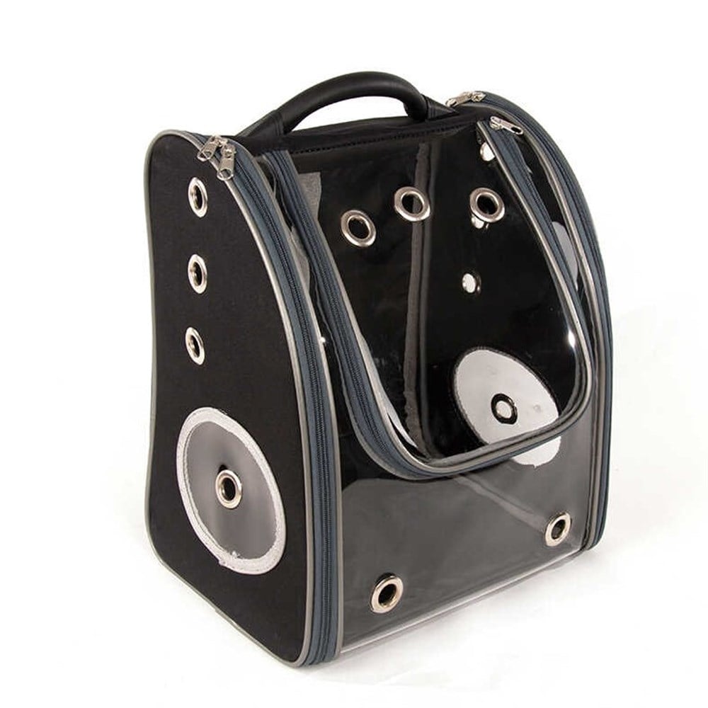 Şeffaf Siyah Kedi ve Köpek Sırt Taşıma Çantası 30 x 25 x 40 cm