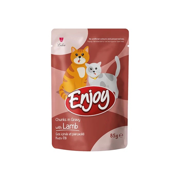 Enjoy Sos İçinde Et Parçacıklı Kuzu Etli Kedi Yaş Maması Pouch 85 Gr
