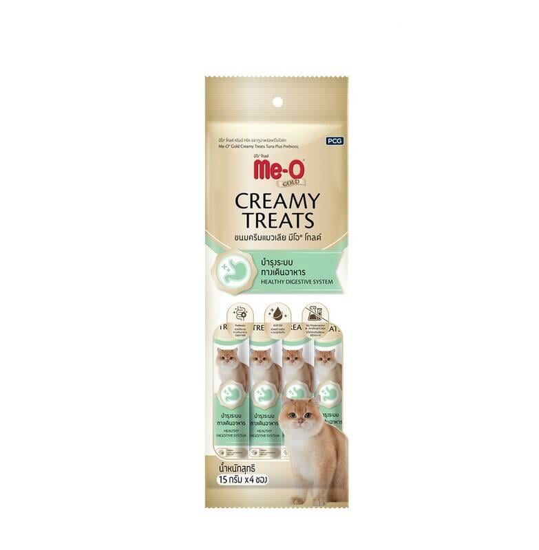 Me-O Gold Ton Balıklı ve Prebiyotik Destekli Krema Kedi Ödül Maması 15gr (4'lü)