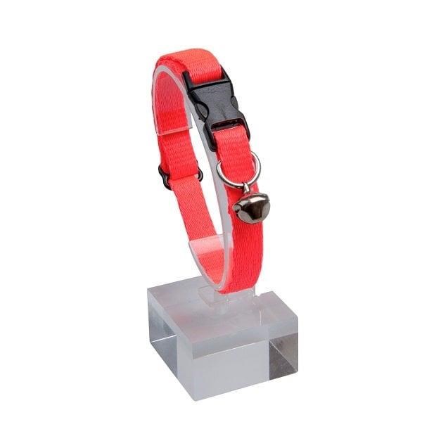 TOPTAN 10 ADET Neon Pembe Zilli Ayarlanabilir Kedi Boyun Tasması 22-30 cm