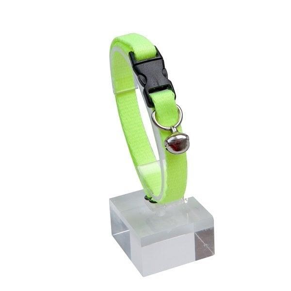 TOPTAN 10 ADET Neon Sarı Zilli Ayarlanabilir Kedi Boyun Tasması 22-30 cm