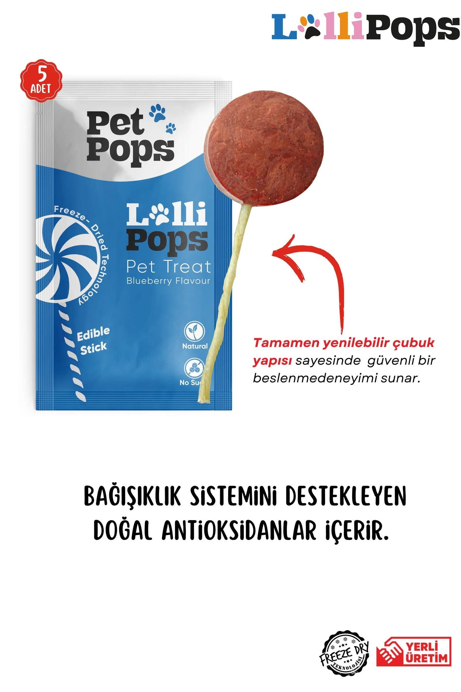 Pet Pops Freeze Dry Lolipop Yaban Mersinli Lolipop Kedi Ödülü