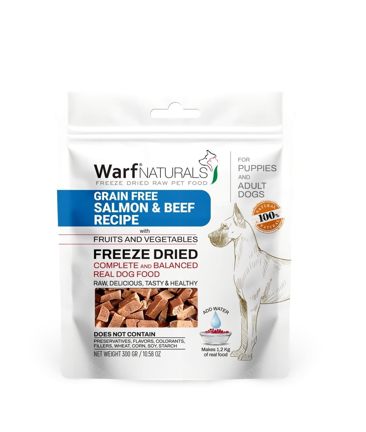 WarfNaturals Freeze Dried - Somonlu Ve Dana Etli Köpek Maması 300 gr