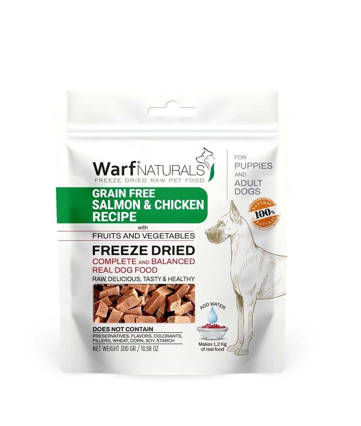 WarfNaturals Freeze Dried - Somonlu Ve Tavuk Etli Köpek Maması 300 gr
