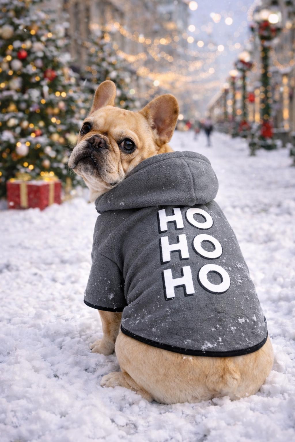 Alphadog Hohoho Gri Polarlı Küçük Irk Köpek Sweatshirtü