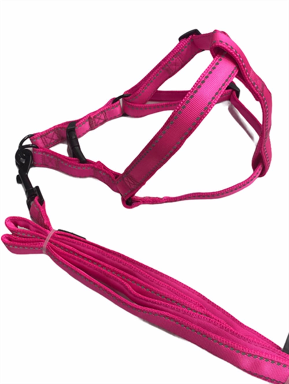 Doglife Neon Pembe Fosforlu Göğüs ve Gezdirme Tasma Seti (göğüs 55-70 cm)