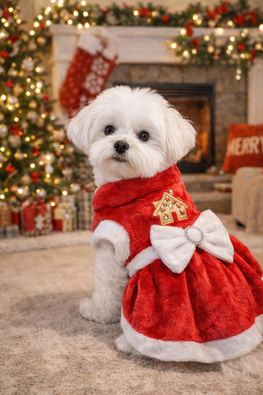 Gedyco Cookie House Küçük Irk Köpek Peluş Yılbaşı Elbisesi