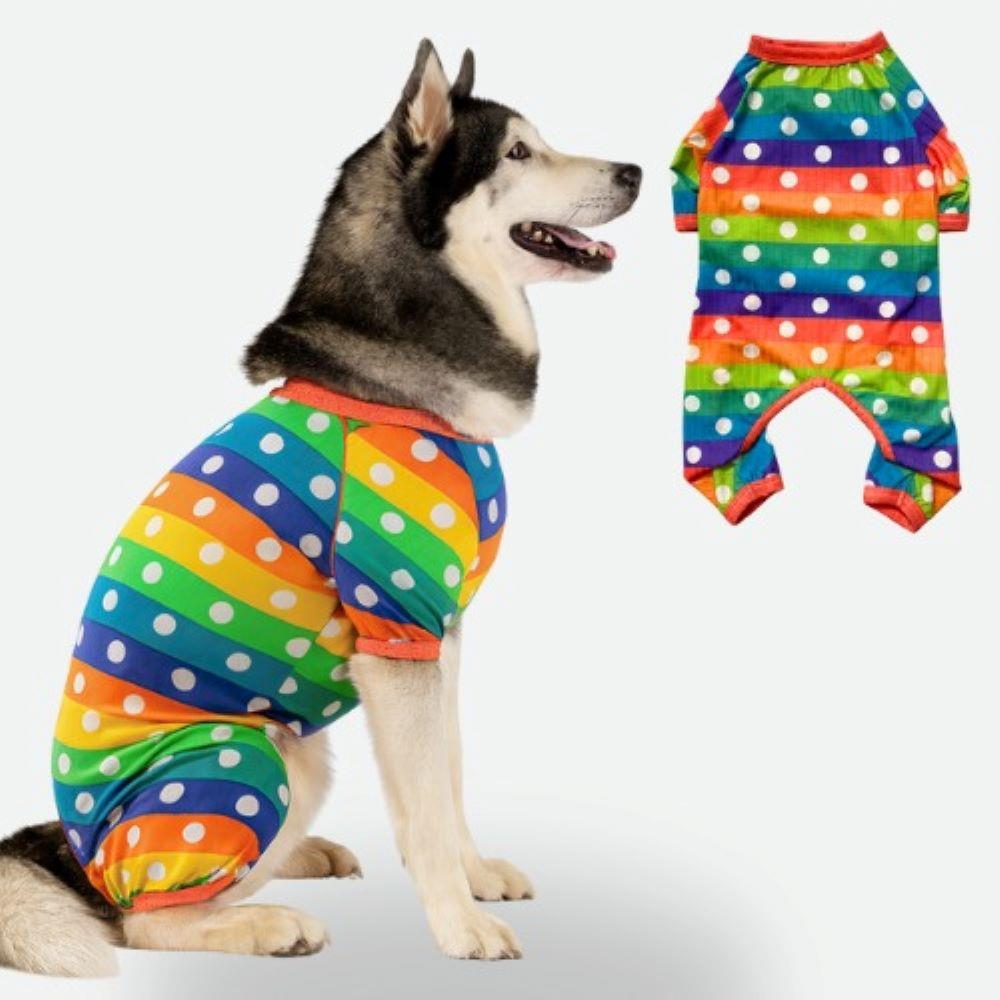 Gedyco Renkli Çizgili Penye Büyük Irk Köpek Tulumu