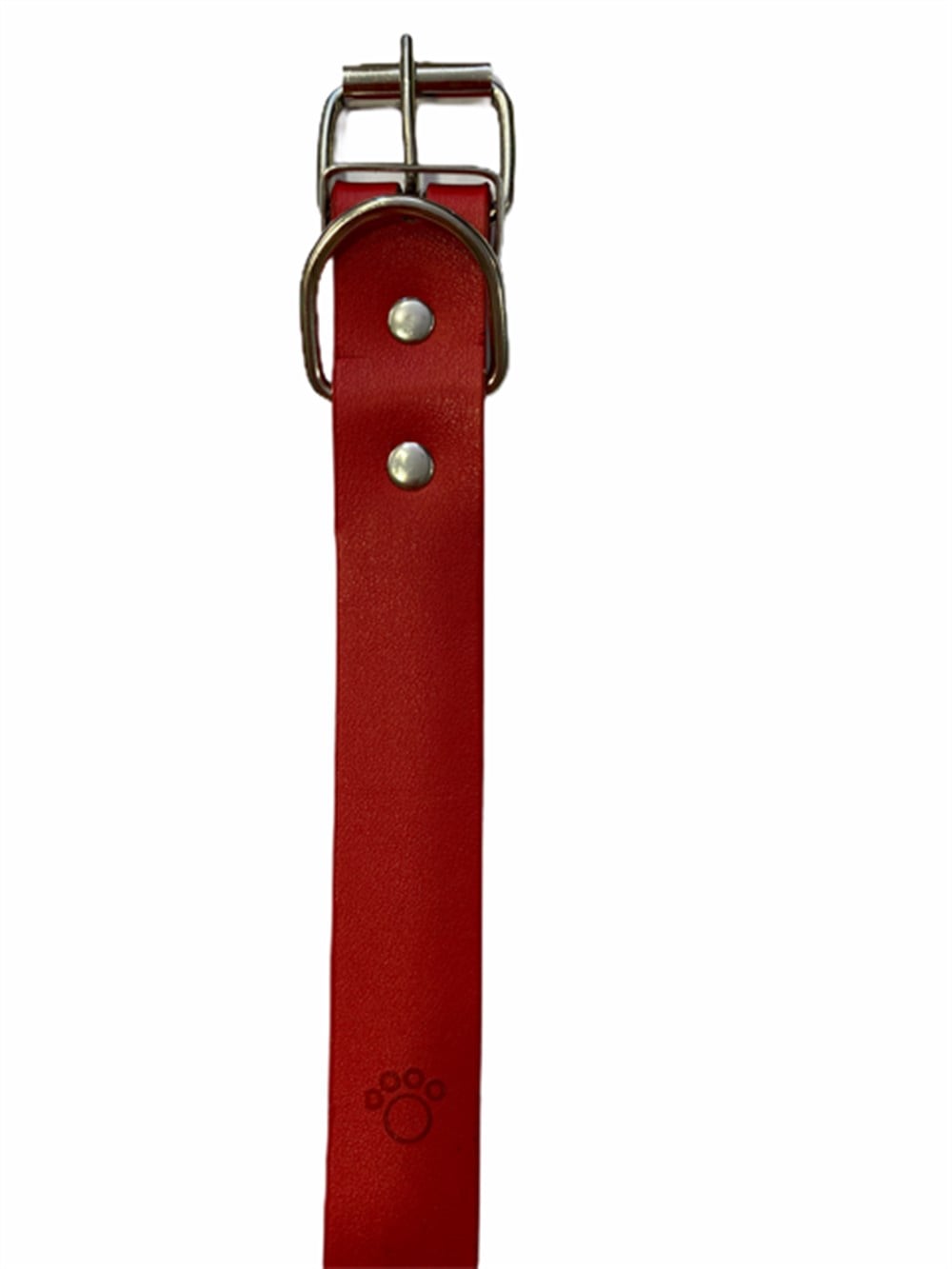 Doglife Pati Desenli Kırmızı Deri Boyun Tasması 2,5 cm x 54 cm (Boyun: 36-46 cm)