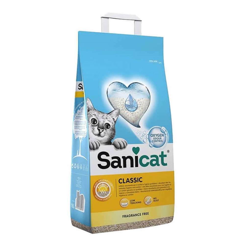 Sanicat Classic Oksijen Kontrollü Kokusuz İnce Taneli 10 lt Kedi Kumu 