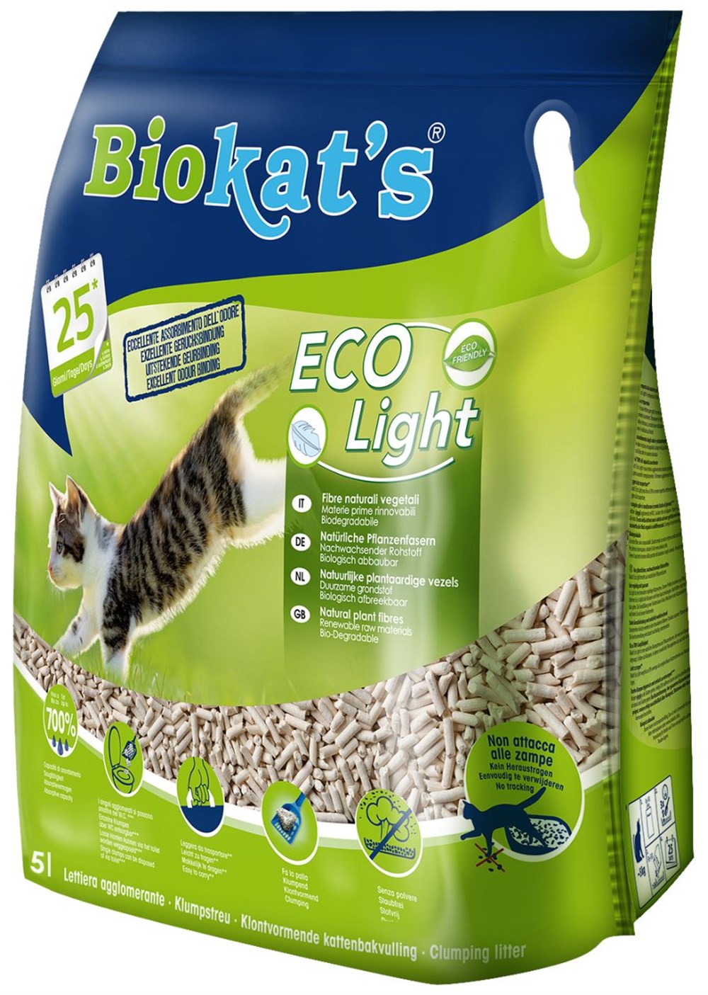 Biokats Topaklaşan Pelet Kedi Kumu Eco Light - 2,9 kg 5 lt