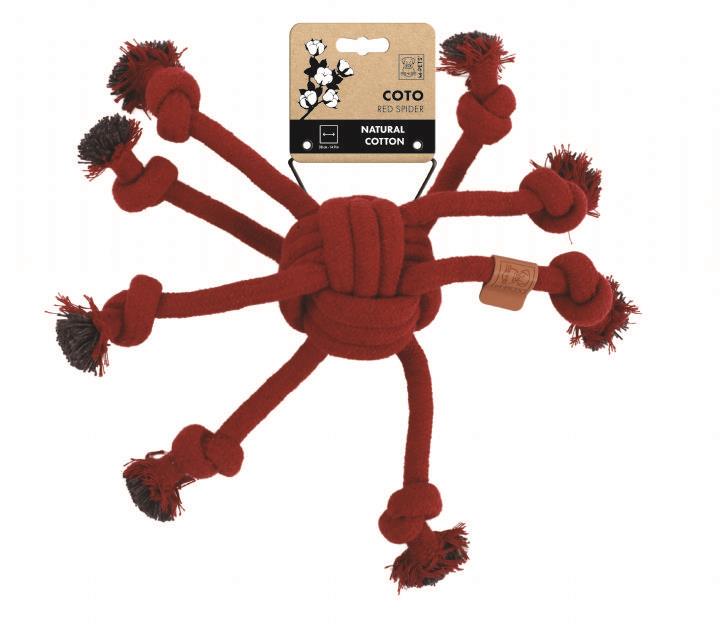 M-Pets Coto Kırmızı Örümcek Örgü Halat Köpek Oyuncağı 38 cm