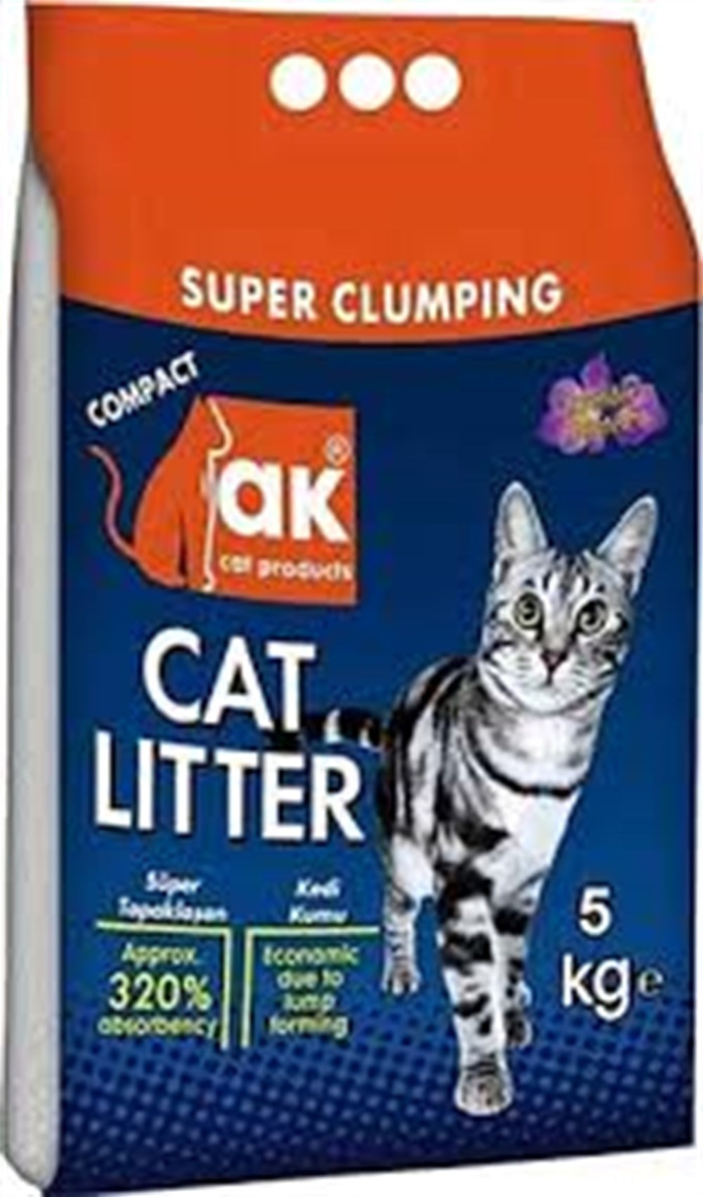 Akkum Kalın Taneli Lavantalı Topaklanan Kedi Kumu 5 lt