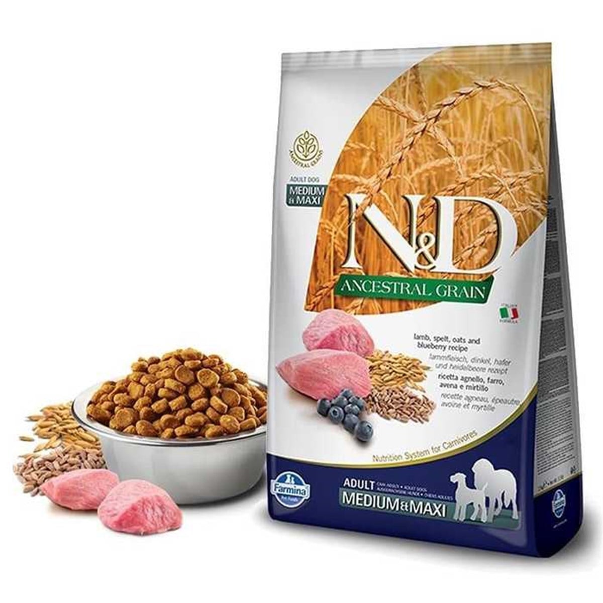 N&D Düşük Tahıllı 12 kg Kuzu Etli Yaban Mersinli Orta ve Büyük Irk Yetişkin Köpek Maması