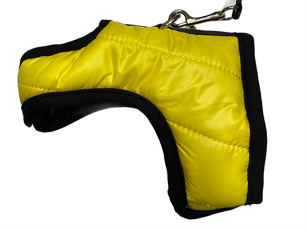 Sarı Pofuduk Yumuşacık Premium Kedi ve Köpek Gezdirme Kayışı ve Göğüs Tasma Yeleği SET M