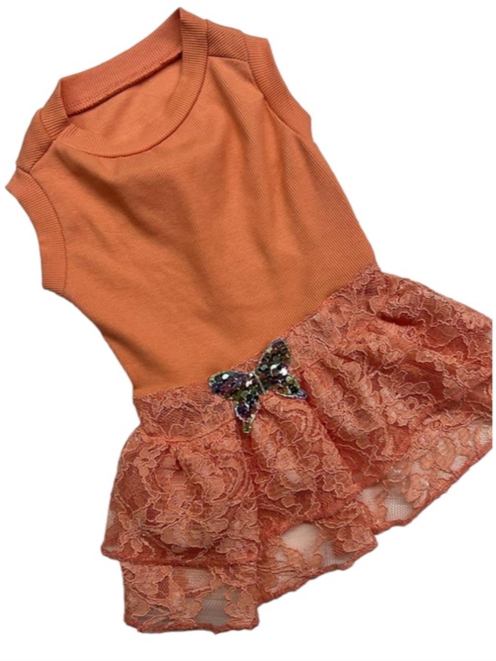 Somon Dantel Küçük Irk Köpek Elbisesi (4,5 kg-6,5 kg arası köpeklere uygun bedende)